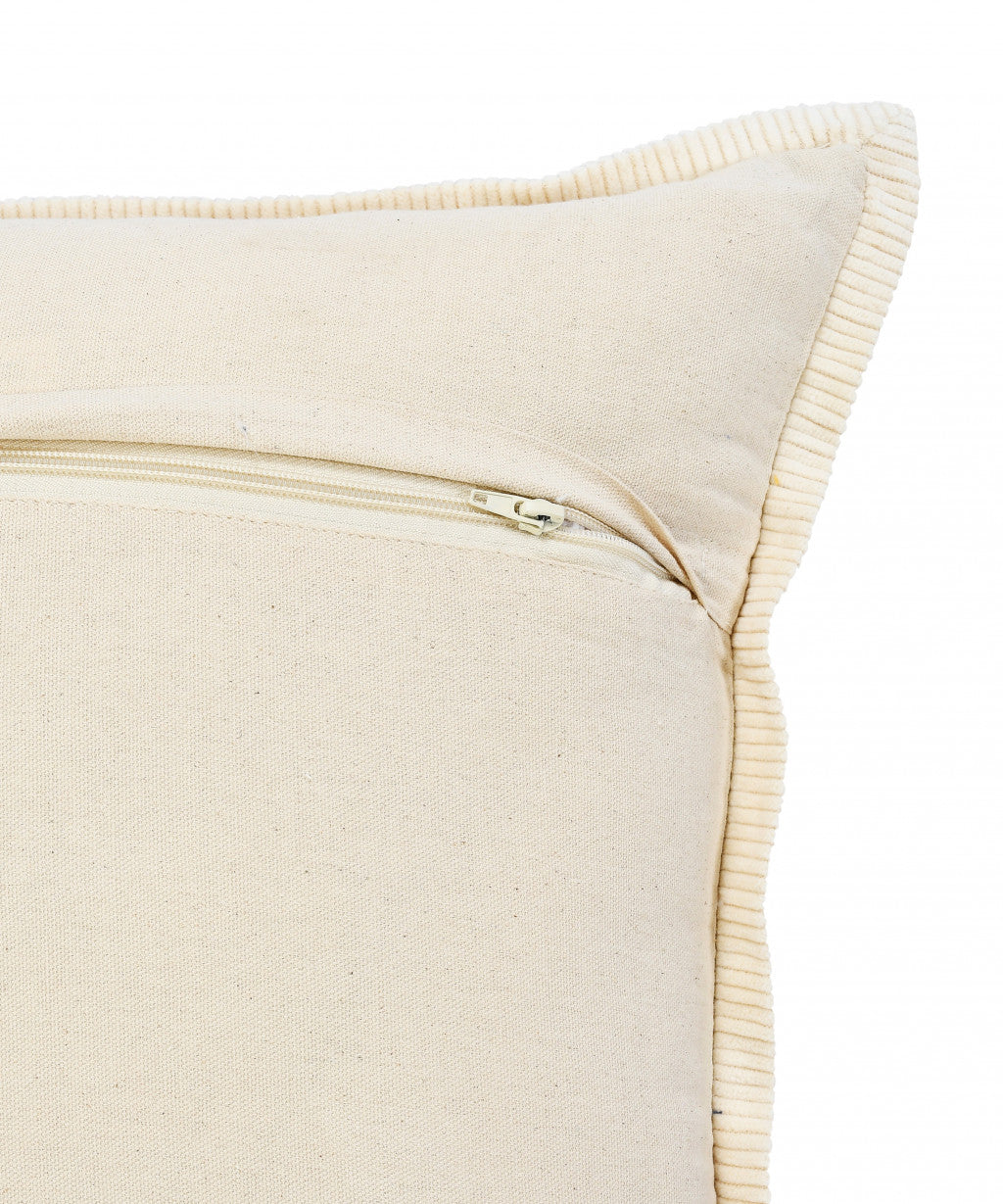 14" X 36" Golden Yellow And Cream 100% Cotton Zippered Pillow