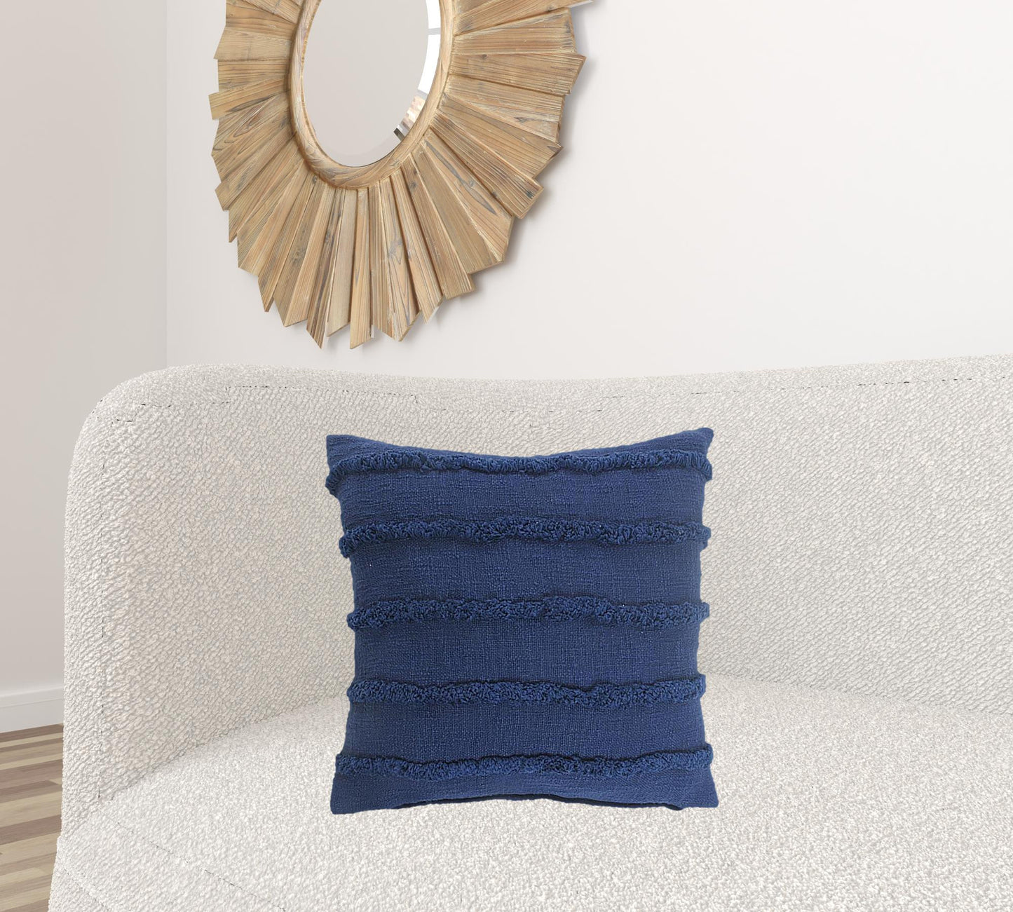 20" X 20" Deep Blue 100% Cotton Zippered Pillow