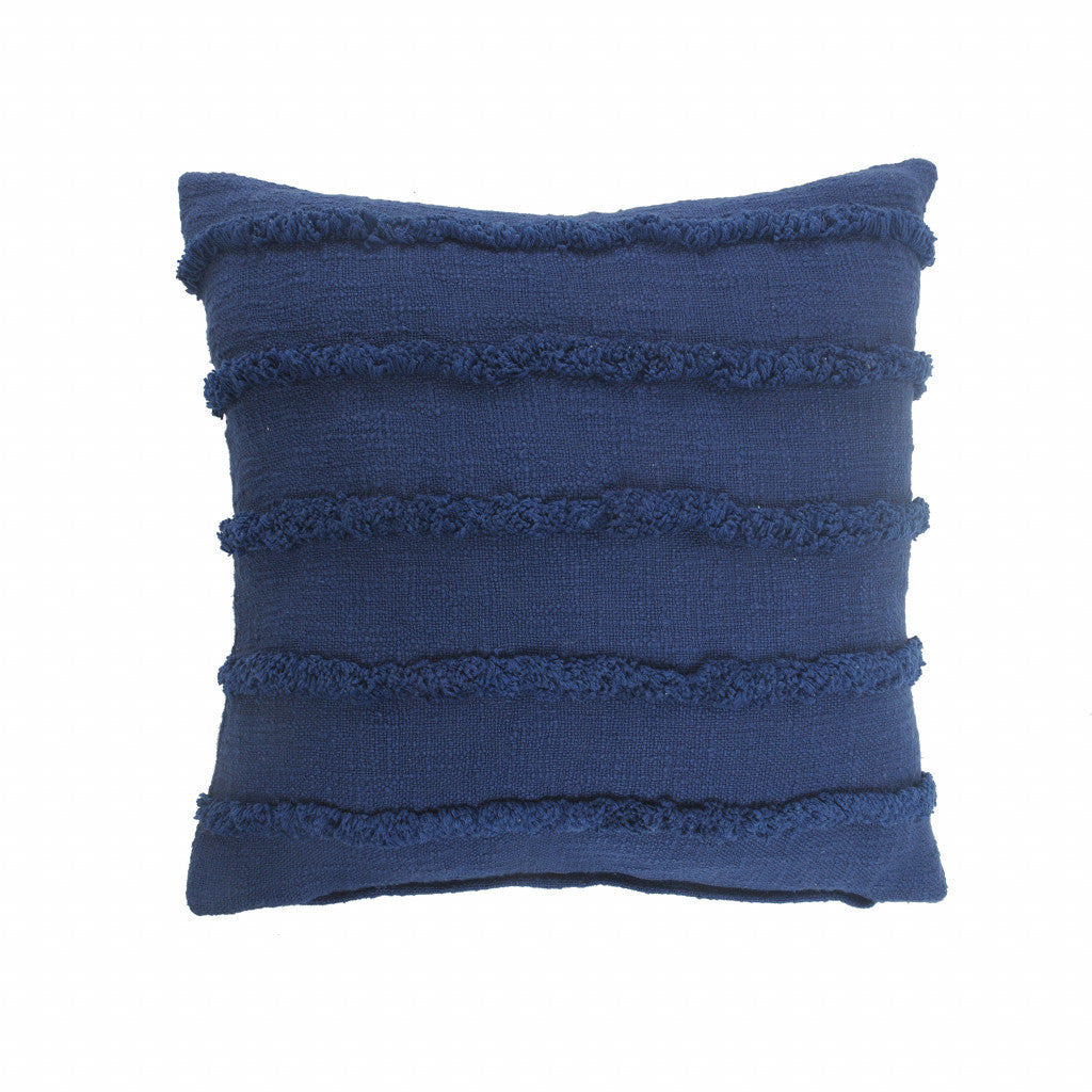 20" X 20" Deep Blue 100% Cotton Zippered Pillow