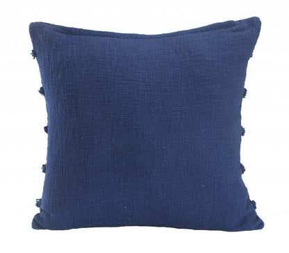 20" X 20" Deep Blue 100% Cotton Zippered Pillow