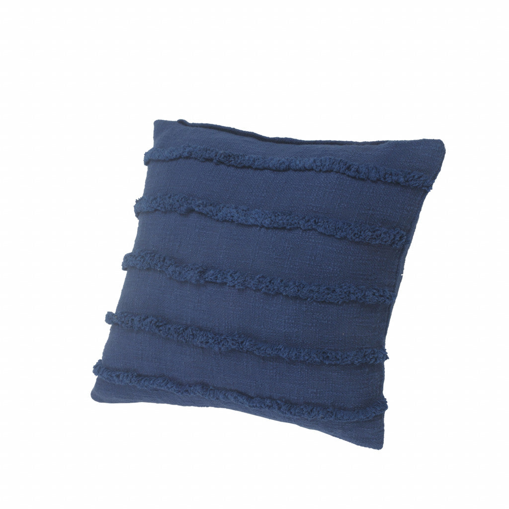 20" X 20" Deep Blue 100% Cotton Zippered Pillow