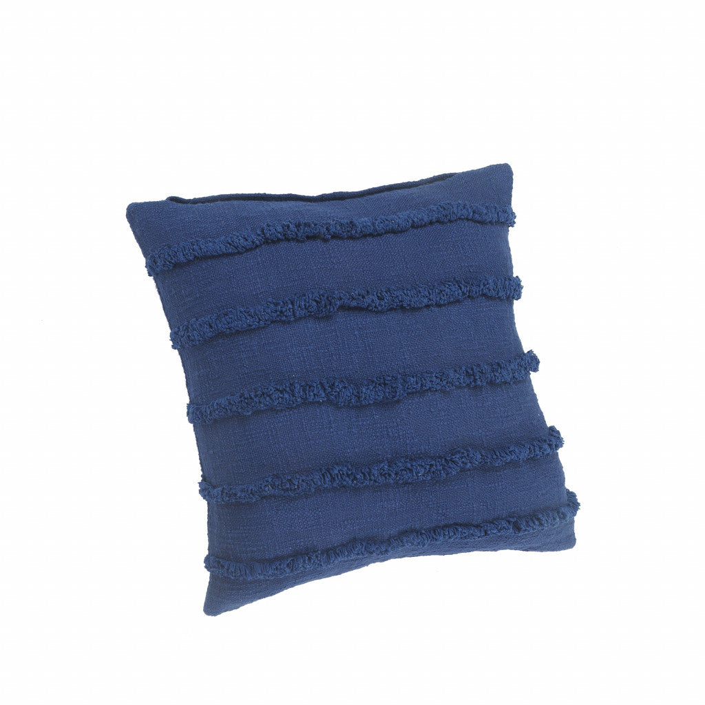 20" X 20" Deep Blue 100% Cotton Zippered Pillow