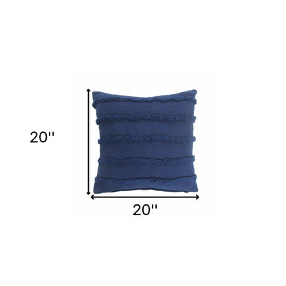 20" X 20" Deep Blue 100% Cotton Zippered Pillow