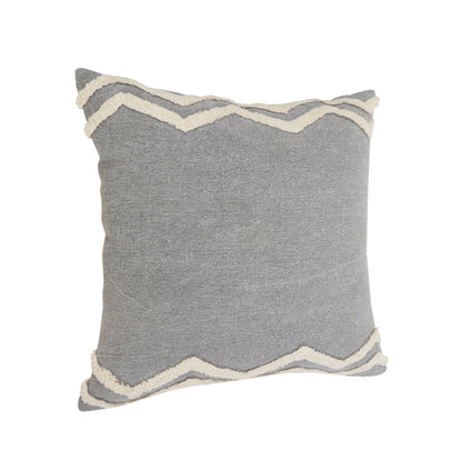 14" X 36" Grey And Off-White 100% Cotton Chevron Zippered Pillow