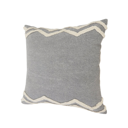 14" X 36" Grey And Off-White 100% Cotton Chevron Zippered Pillow