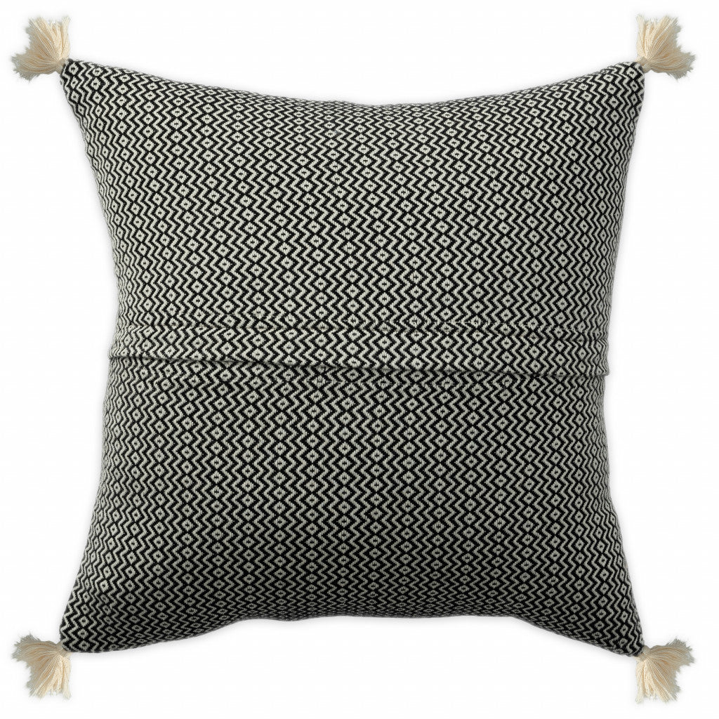 18" X 18" Black 100% Cotton Geometric Zippered Pillow