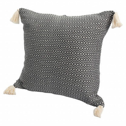 18" X 18" Black 100% Cotton Geometric Zippered Pillow