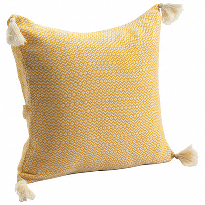 18" X 18" Mustard 100% Cotton Geometric Zippered Pillow