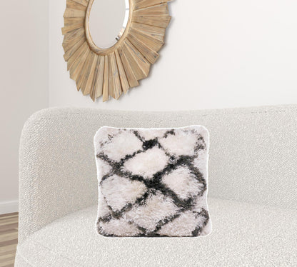 14" X 36" Black And White Polyester Geometric Zippered Pillow