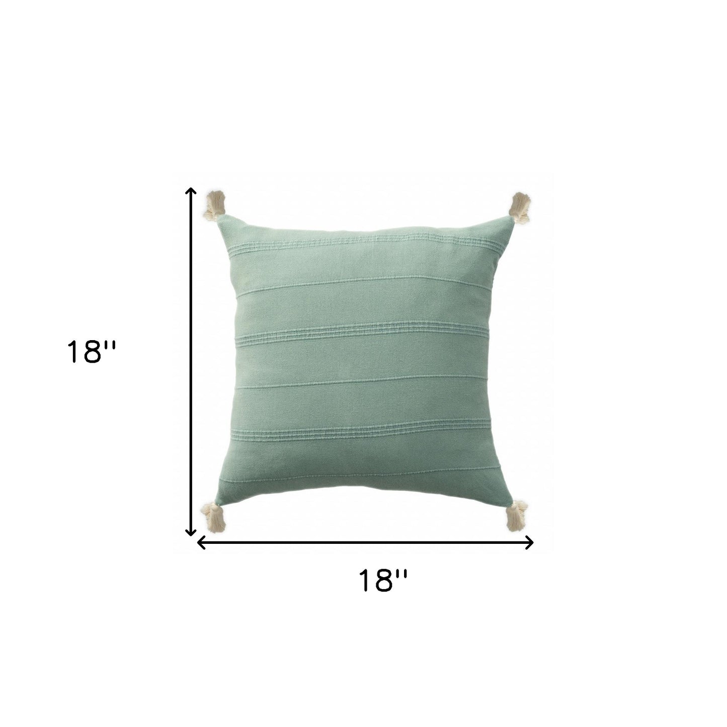 18" X 18" Aqua And Green 100% Cotton Zippered Pillow