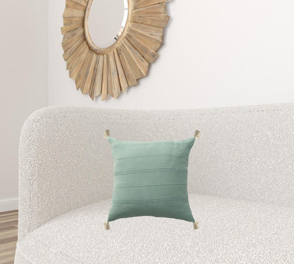 18" X 18" Aqua And Green 100% Cotton Zippered Pillow