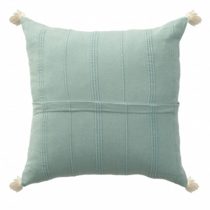 18" X 18" Aqua And Green 100% Cotton Zippered Pillow