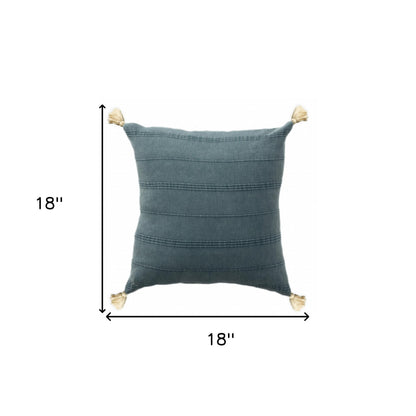 18" X 18" Aqua And Green 100% Cotton Zippered Pillow