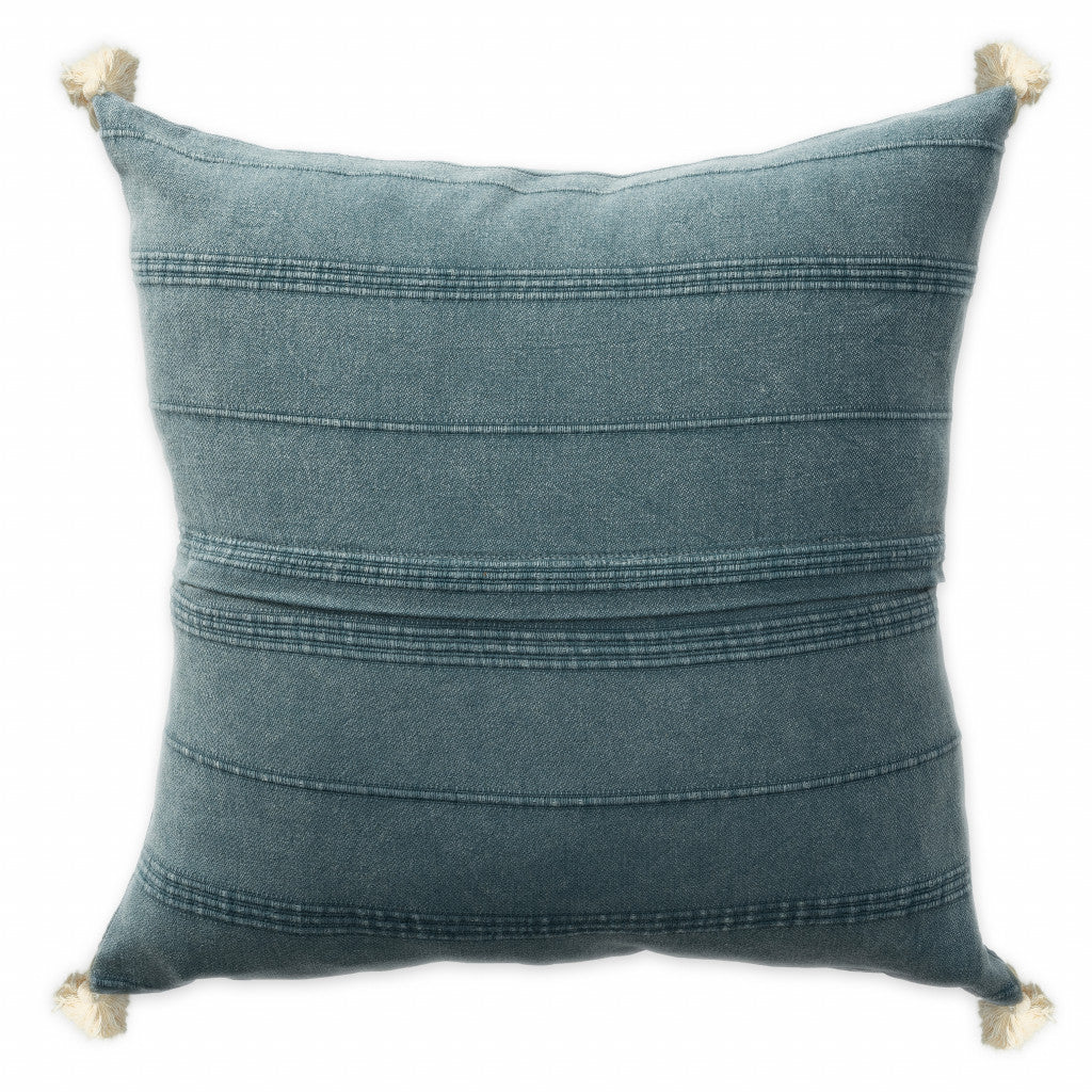 18" X 18" Aqua And Green 100% Cotton Zippered Pillow