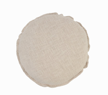 20" X 20" Beige Round Cotton Throw Pillow