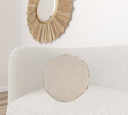 20" X 20" Beige Round Cotton Throw Pillow