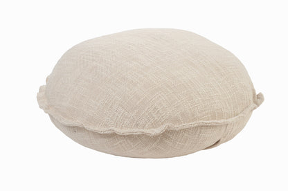 20" X 20" Beige Round Cotton Throw Pillow