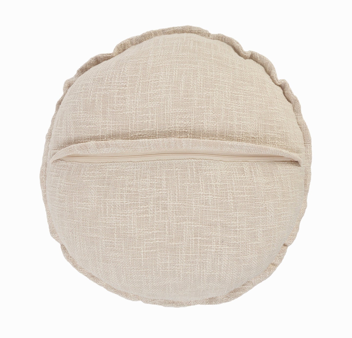 20" X 20" Beige Round Cotton Throw Pillow