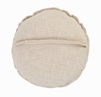 20" X 20" Beige Round Cotton Throw Pillow