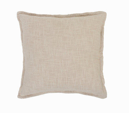 20" X 20" Beige Round Cotton Throw Pillow