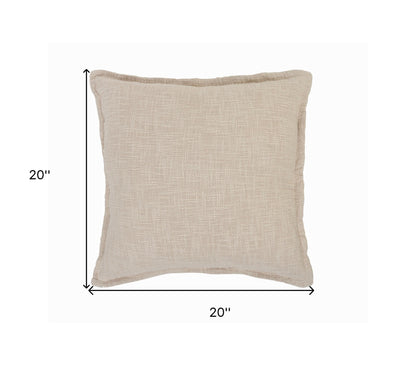 20" X 20" Beige Round Cotton Throw Pillow