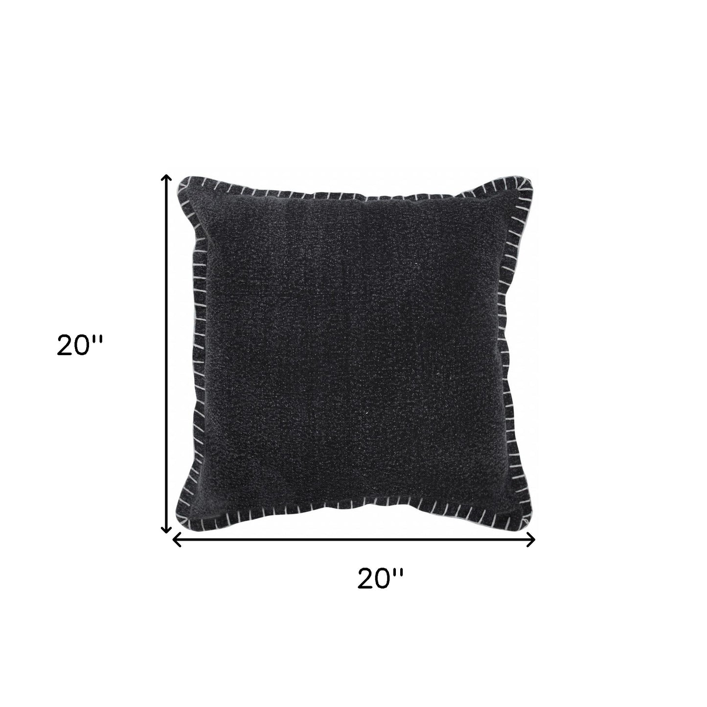 20" X 20" Jet Black 100% Cotton Zippered Pillow