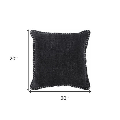 20" X 20" Jet Black 100% Cotton Zippered Pillow