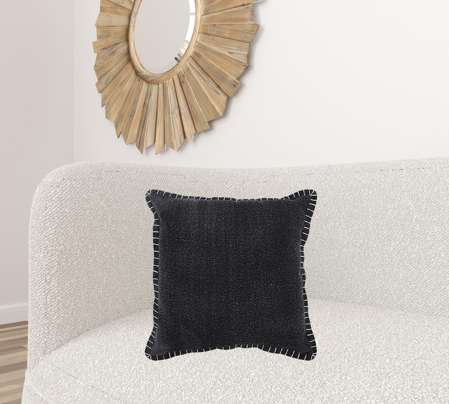 20" X 20" Jet Black 100% Cotton Zippered Pillow