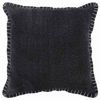 20" X 20" Jet Black 100% Cotton Zippered Pillow