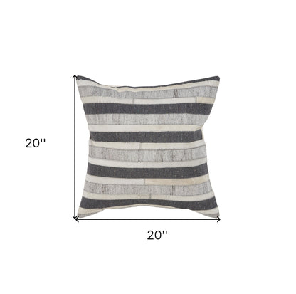 20" Charcoal Wool Throw Pillow