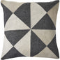 20" X 20" Charcoal And White 100% Wool Geometric Zippered Pillow