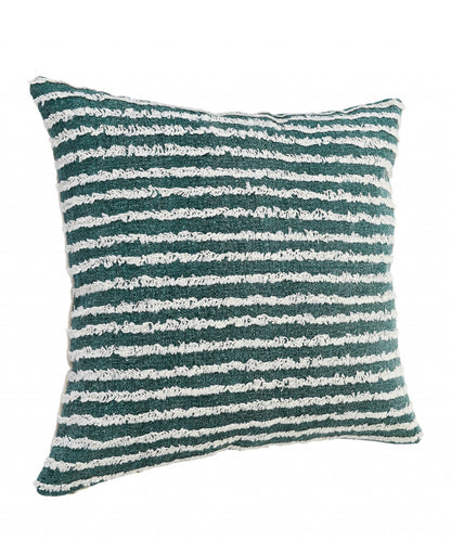 20" X 20" Black And Cream 100% Cotton Striped Zippered Pillow