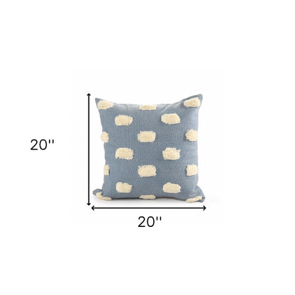 20" X 20" Yellow And White 100% Cotton Zippered Pillow