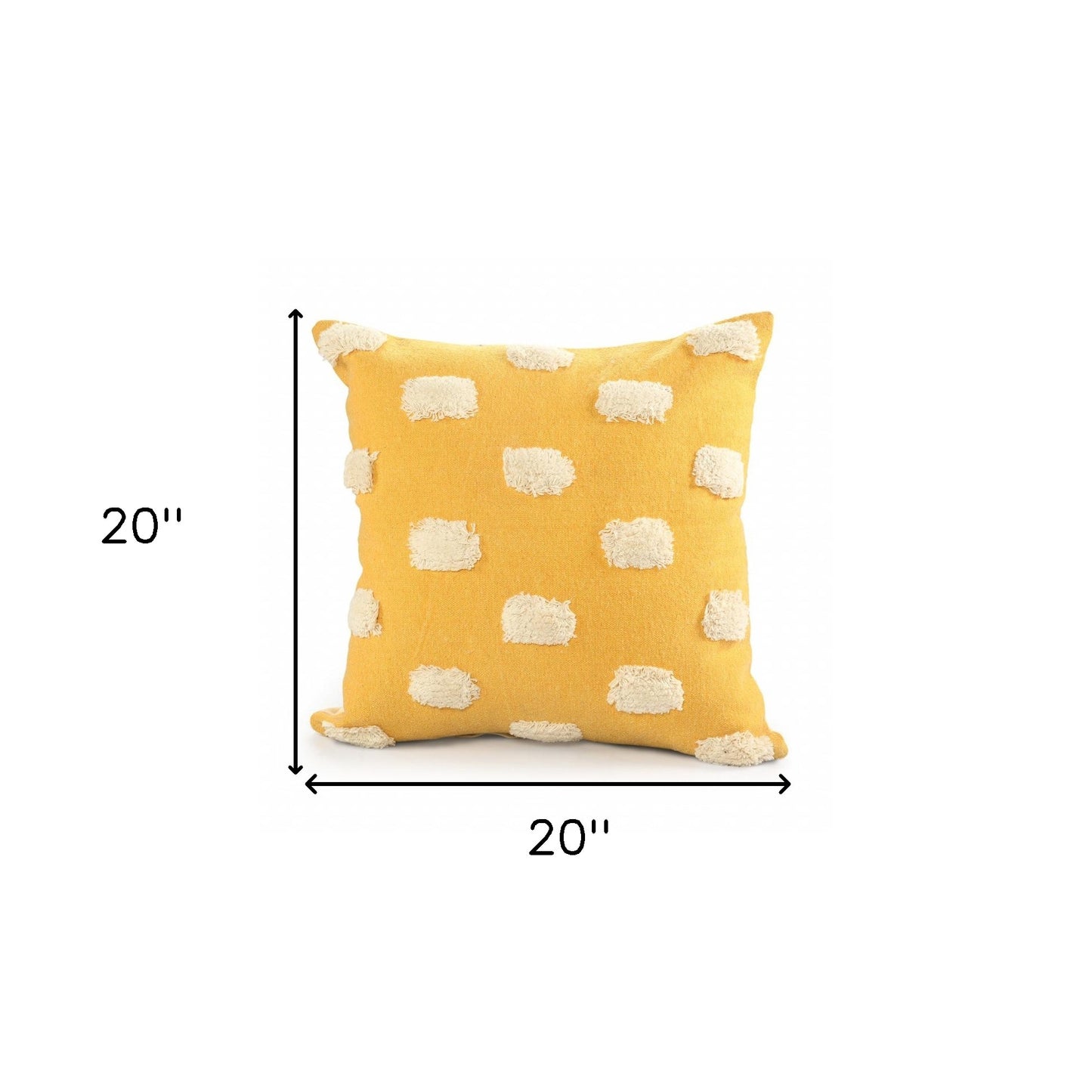 20" X 20" Yellow And White 100% Cotton Zippered Pillow