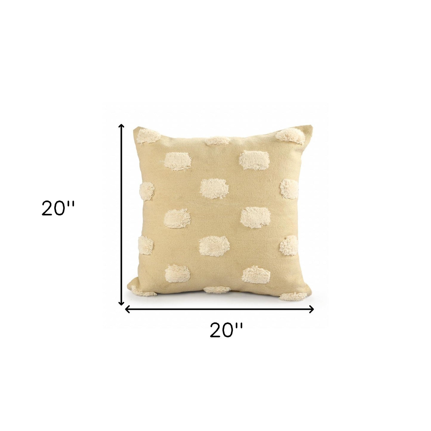 20" X 20" Yellow And White 100% Cotton Zippered Pillow