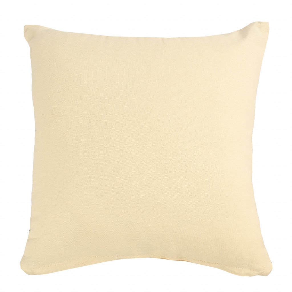 20" X 20" Yellow And White 100% Cotton Zippered Pillow