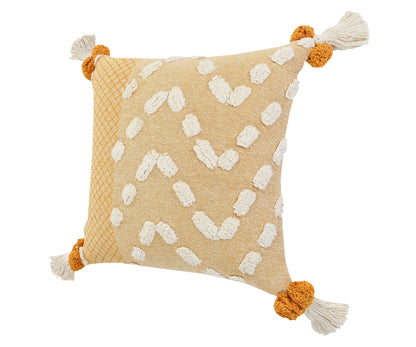 20" X 20" Yellow And Cream 100% Cotton Geometric Zippered Pillow