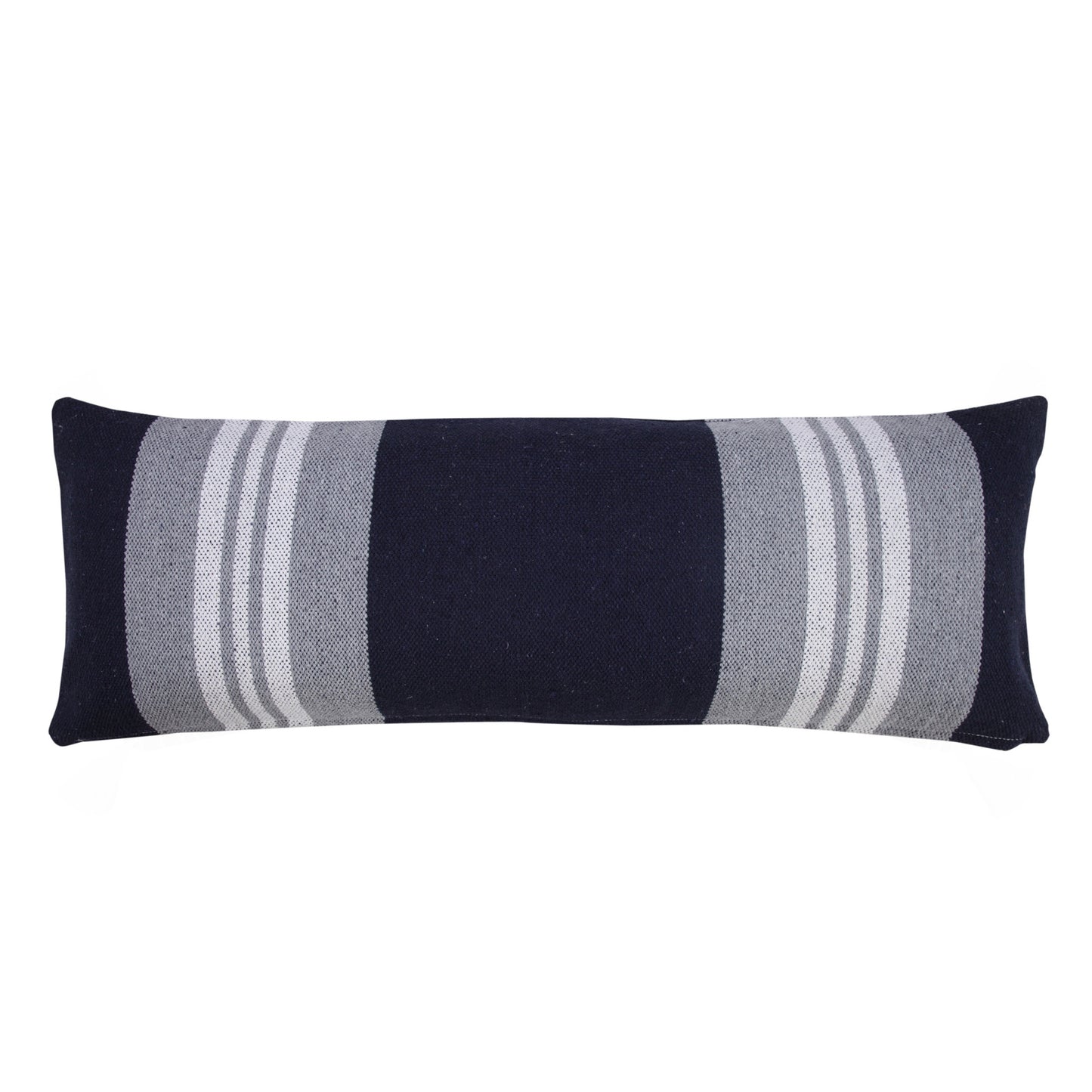 14" X 36" Beige and Gray Striped Cotton Zippered Pillow