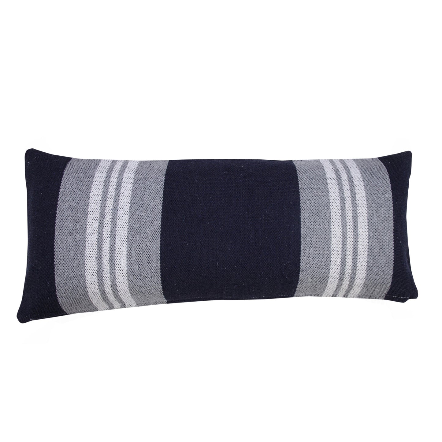 14" X 36" Beige and Gray Striped Cotton Zippered Pillow