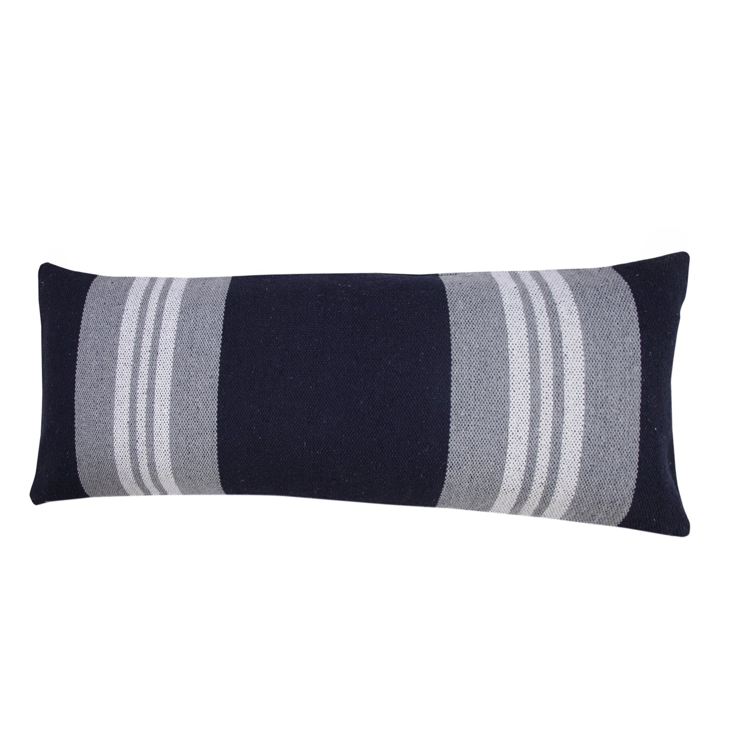 14" X 36" Beige and Gray Striped Cotton Zippered Pillow