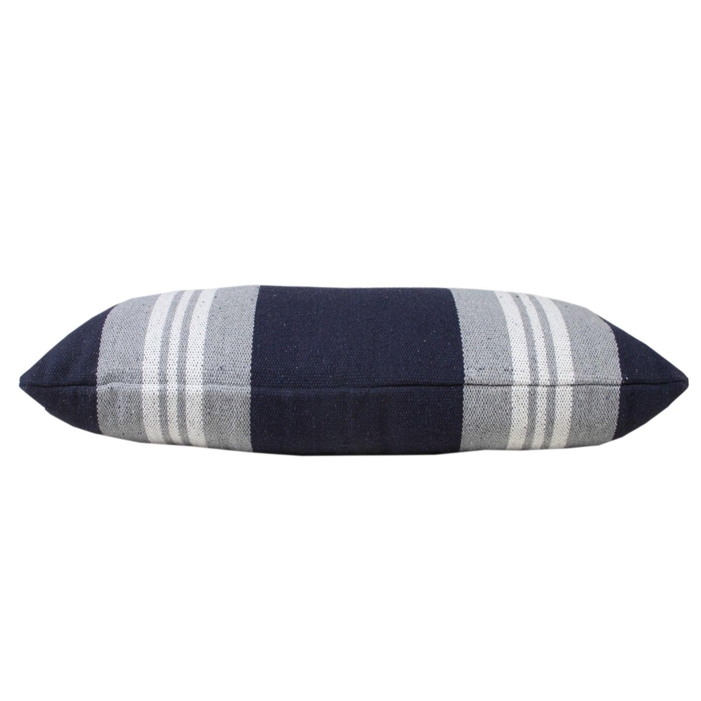 14" X 36" Beige and Gray Striped Cotton Zippered Pillow