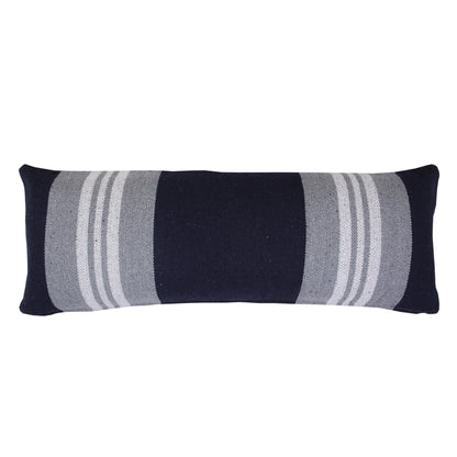 14" X 36" Beige and Gray Striped Cotton Zippered Pillow