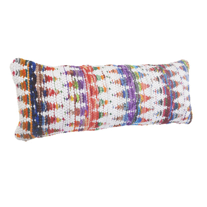 20" X 20" White Red Green Blue Yellow And Orange 100% Cotton Geometric Zippered Pillow