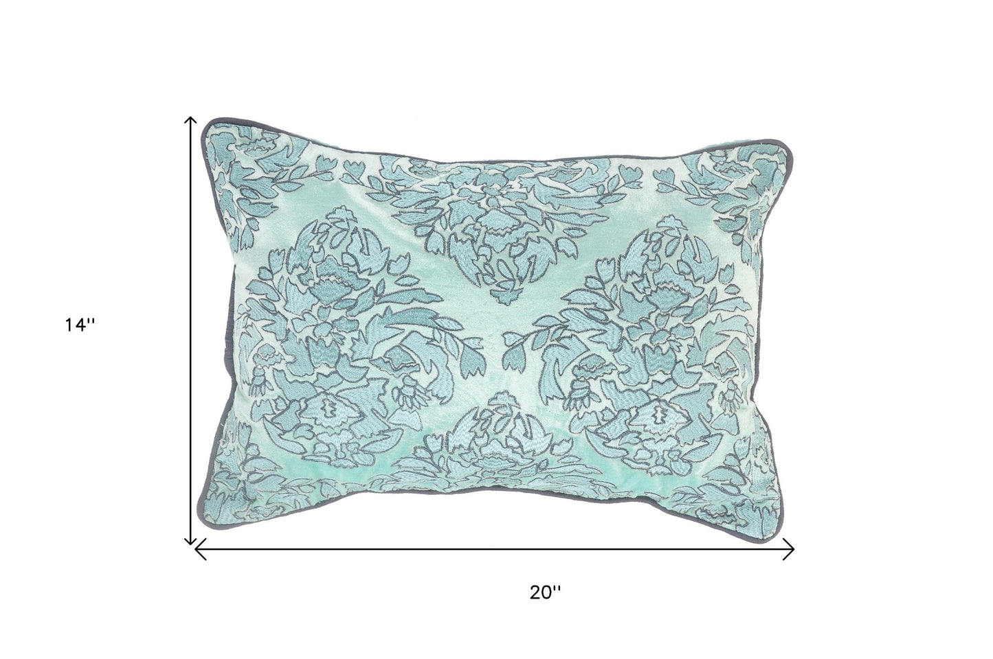 14" X 20" Mint Blue And Gray 100% Cotton Abstract Zippered Pillow