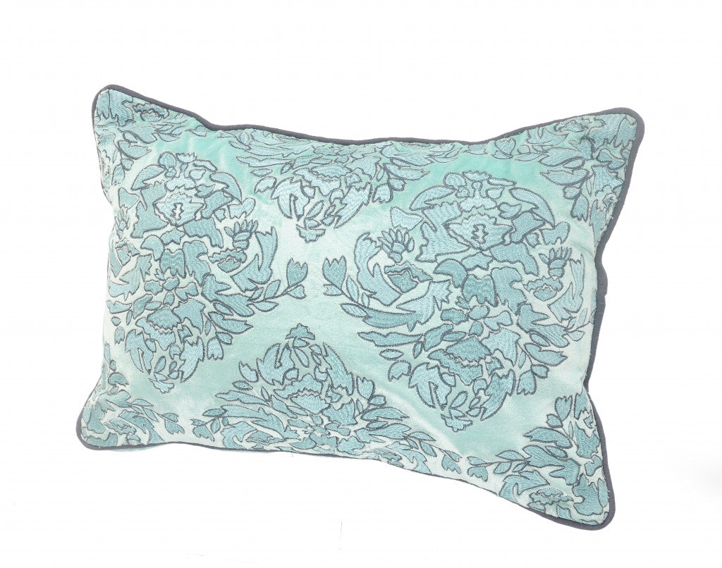 14" X 20" Mint Blue And Gray 100% Cotton Abstract Zippered Pillow