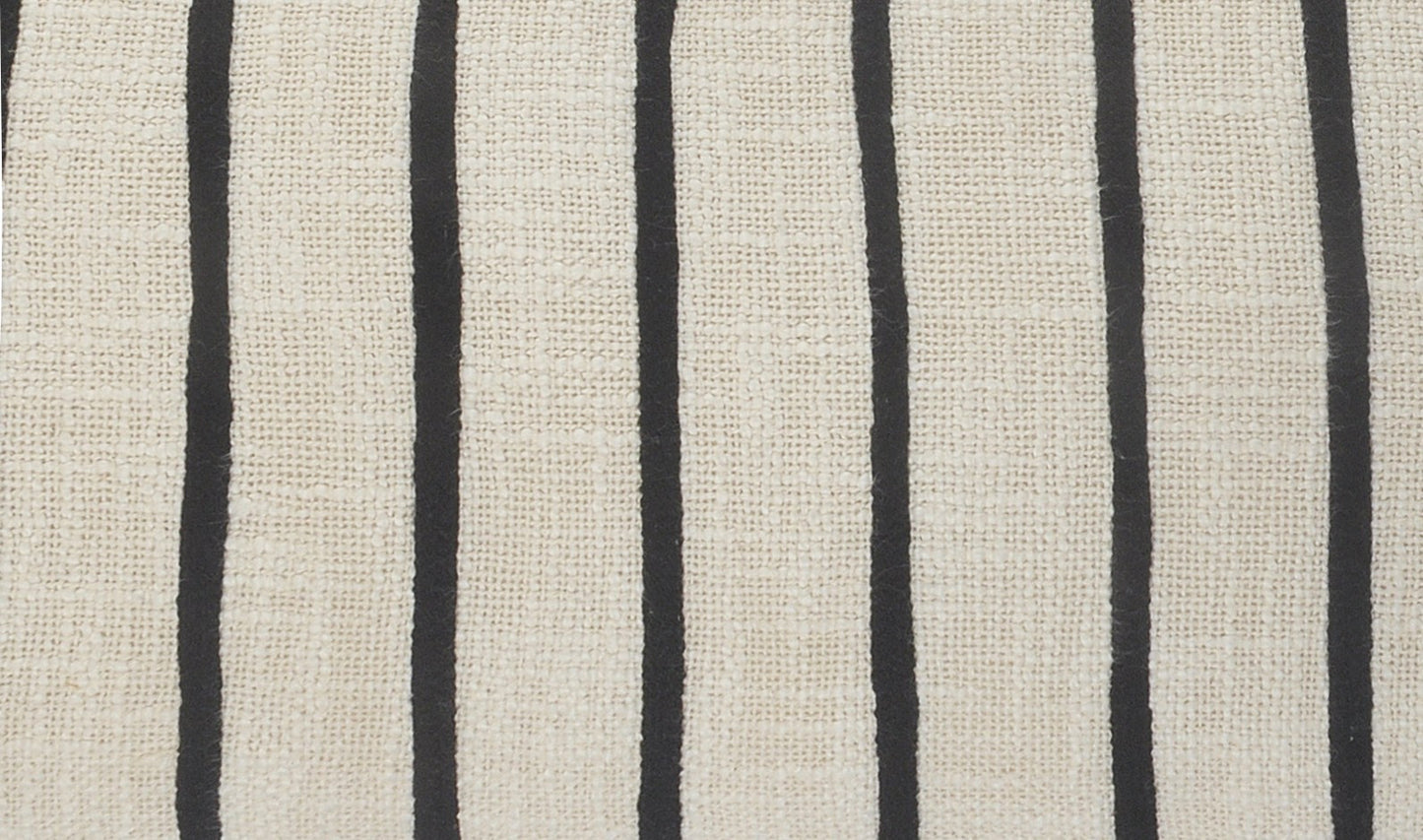 12" X 28" Ivory And Black 100% Cotton Striped Zippered Pillow