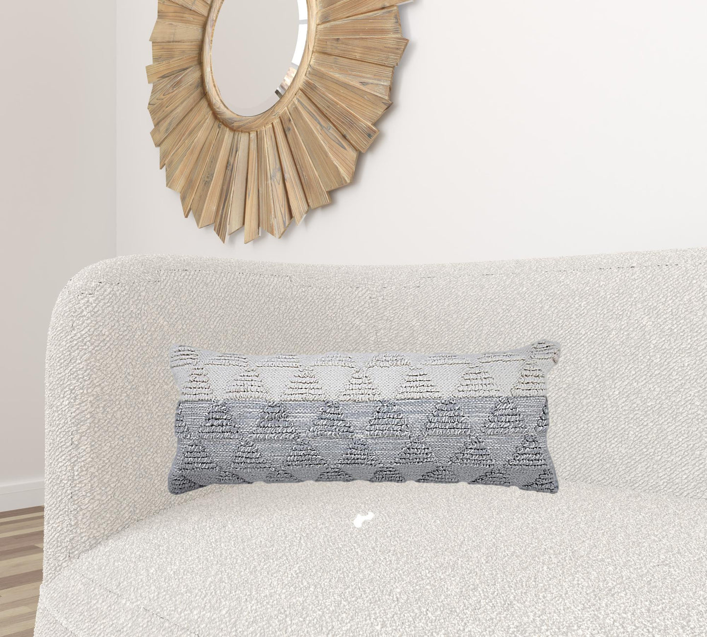 18" X 18" Gray and Beige Geometric Cotton Zippered Pillow