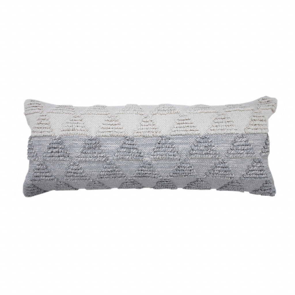 18" X 18" Gray and Beige Geometric Cotton Zippered Pillow