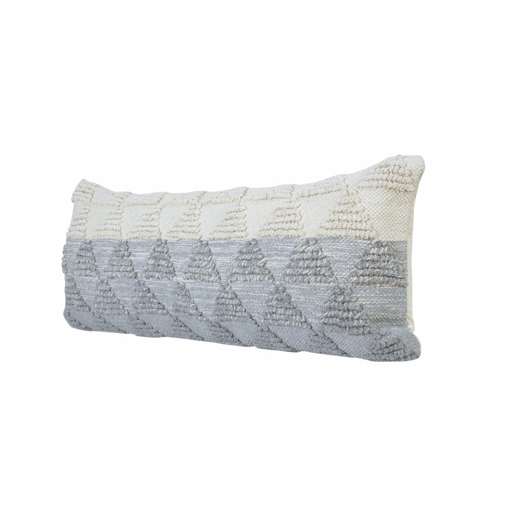 18" X 18" Gray and Beige Geometric Cotton Zippered Pillow