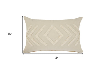 20" X 20" Birch And White 100% Cotton Geometric Zippered Pillow